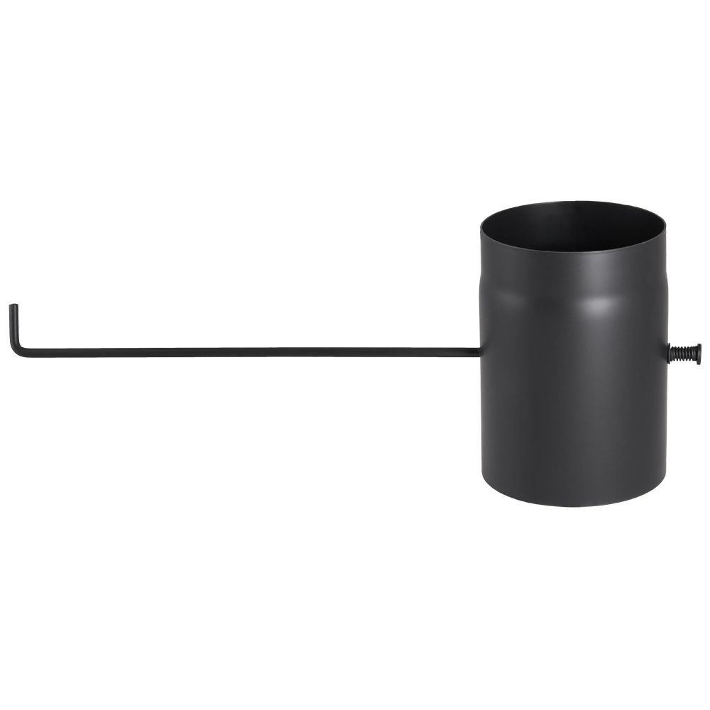 Rökrör 25 cm med spjäll i svart stål för kamin i diameter 180, 200 och 220 mm med tät konstruktion och hög värmetålighet