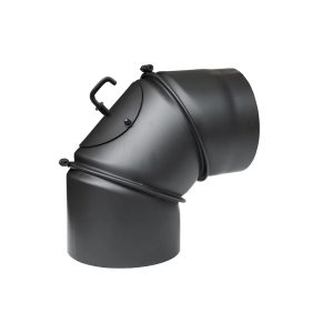 Rökrörsböj 90° justerbar med spjäll och sotlucka-120-200mm